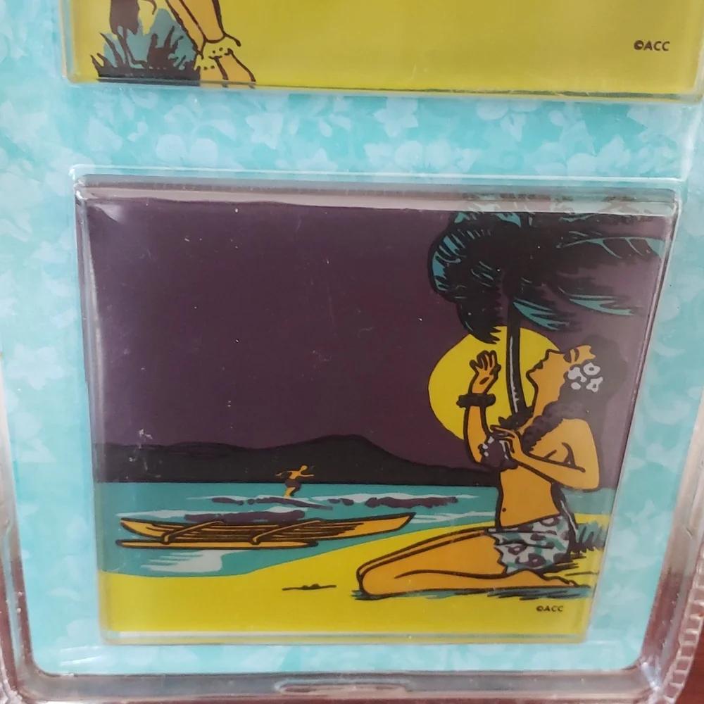 NWT Hula Glass Coasters 2003 Set of 4
